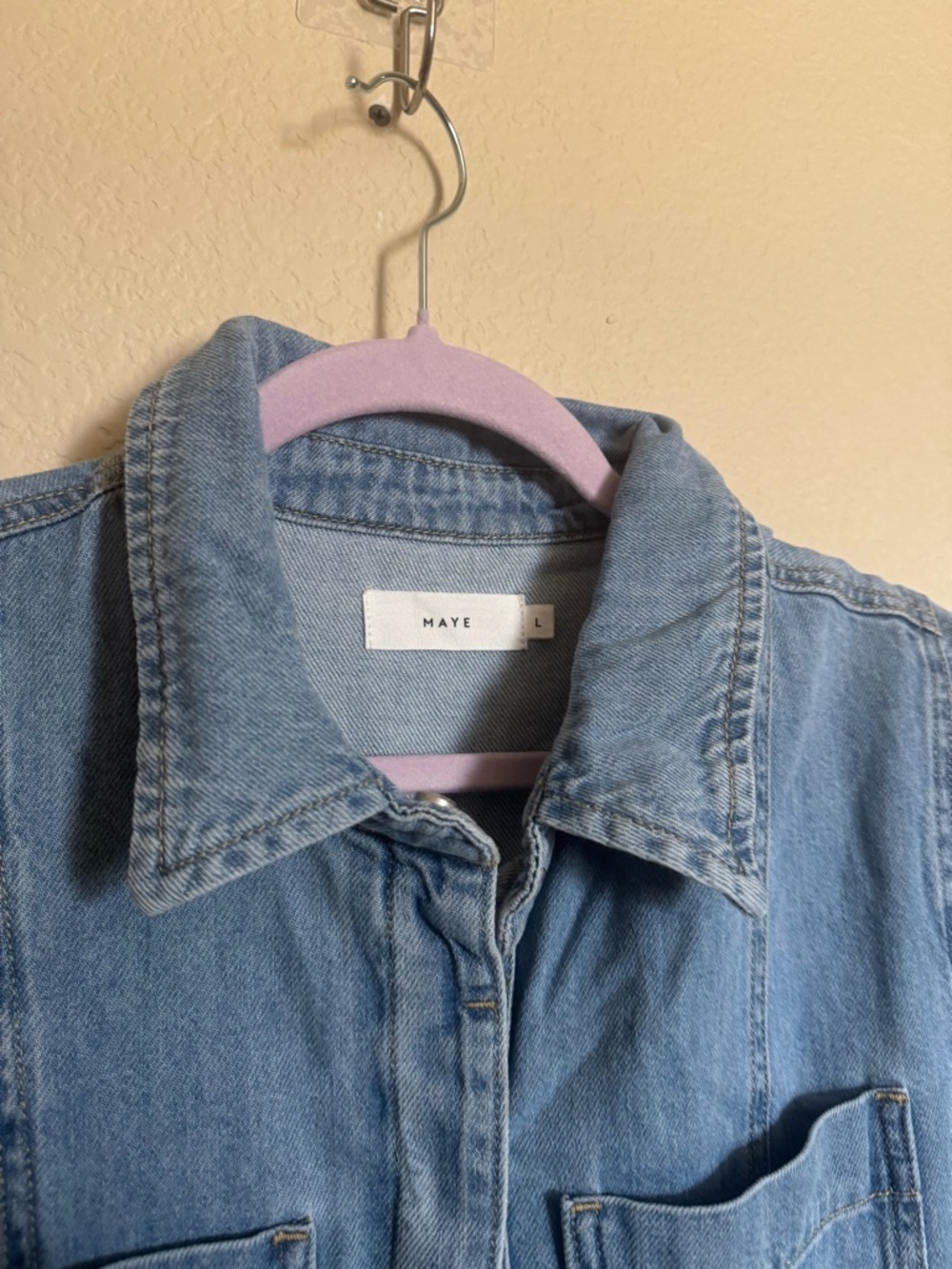MAYE Montana Denim Shirtdress Size Large Light Flowy Cottage - Picture 7 of 11